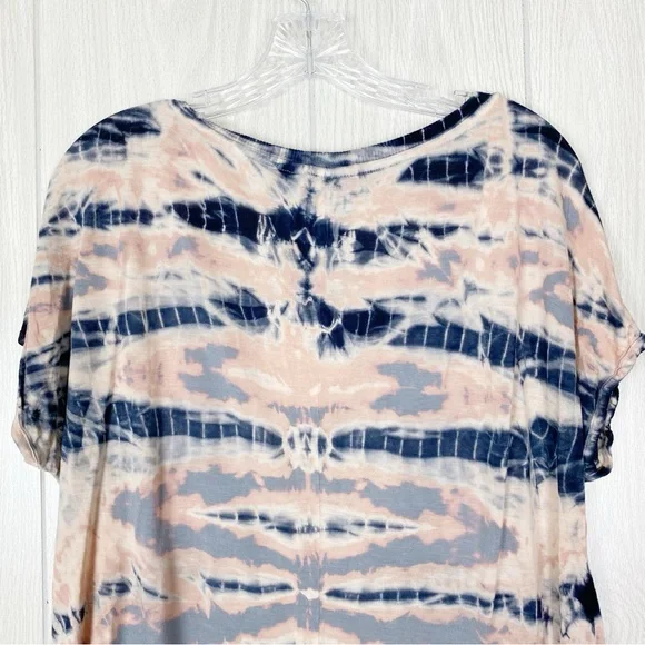 Young Fabulous & Broke | Pink & Navy Blue Tie Dye V-Neck Short Sleeve Size Large - Picture 7 of 12